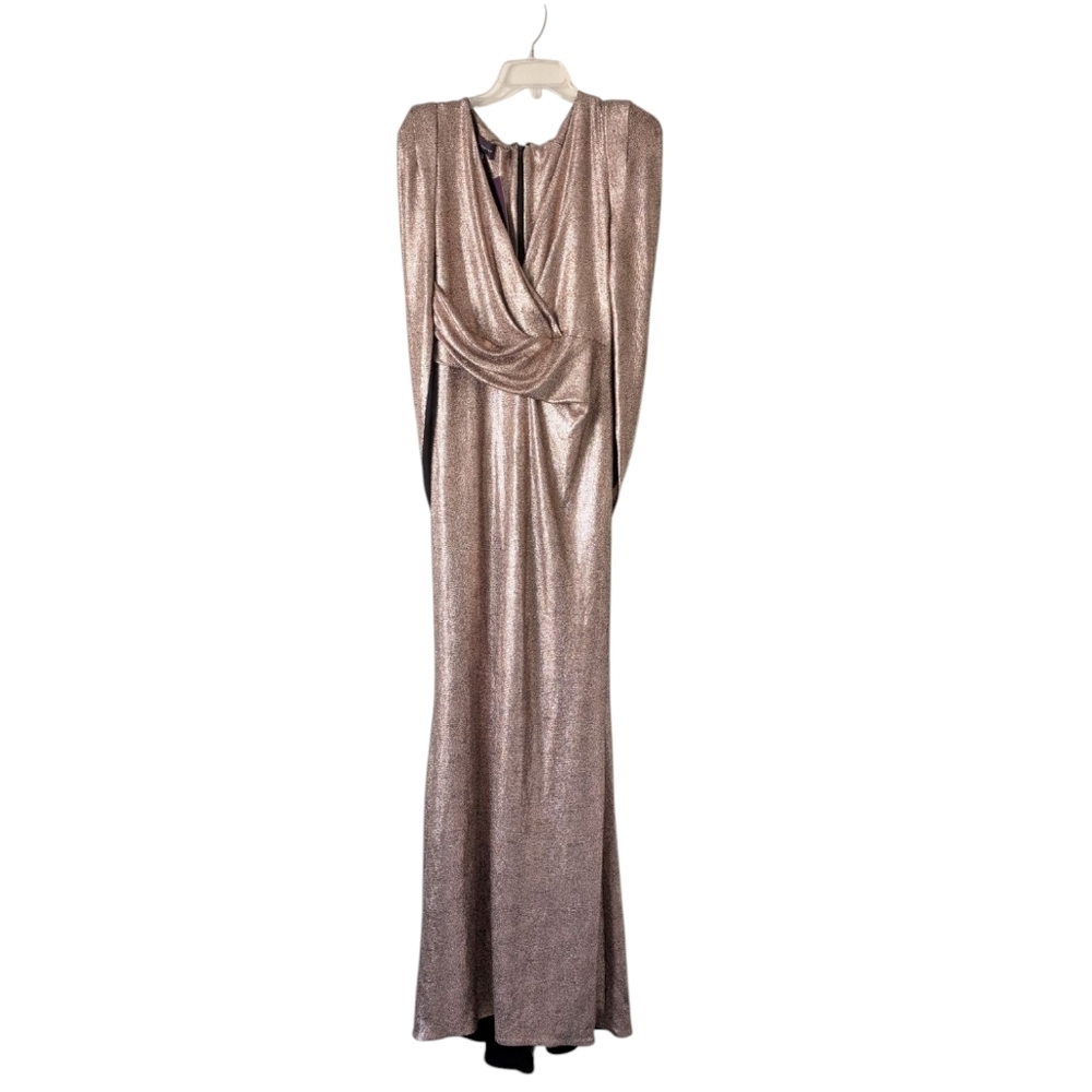 NWT NEW Talbot Runhof 12 Rosin Cape Gown Dress Pink Evening - Picture 6 of 15